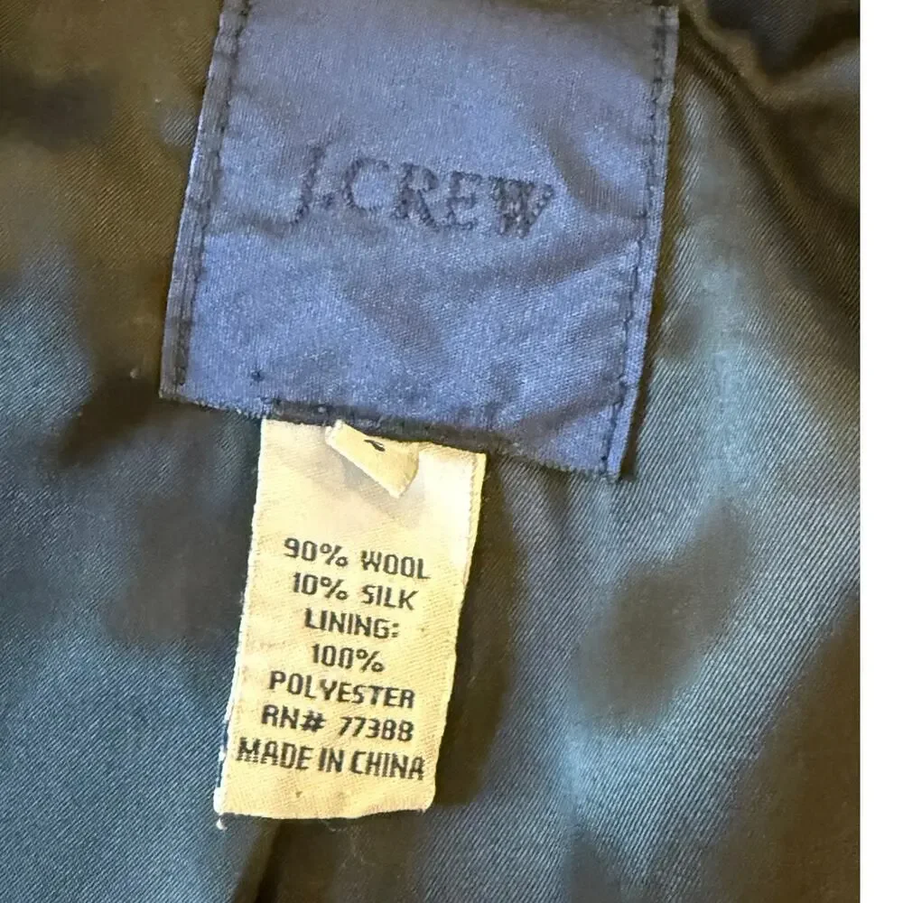 J.CREW Black Wool Silk Scallop Neck Jacket Blazer Top Women's Size 2